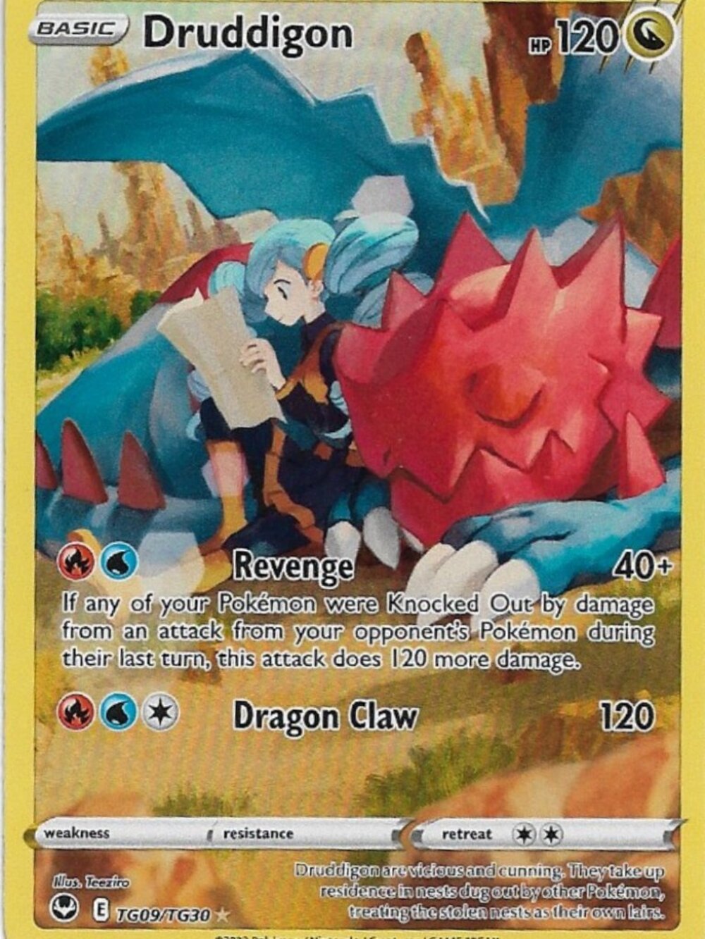 Pokemon Druddigon TG09/TG30 Silver Tempest Trainer Gallery NM